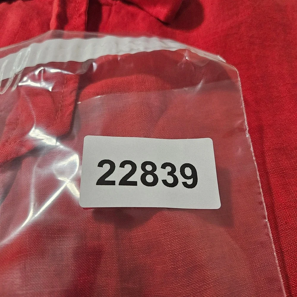 Banana Republic Red 100% Linen Straight Leg Tie Waist Pants Womens 4 High Rise - Picture 10 of 10